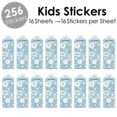 Big Dot of Happiness Winter Wonderland - Snowflake Holiday Party and Winter Wedding Favor Kids Stickers - 16 Sheets - 256 Stickers