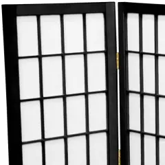 2 ft. Tall Desktop Window Pane Shoji Screen - Black (6 Panels) - Oriental Furniture