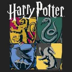 Junior's Harry Potter Hogwarts Houses Vintage Collage Festival Muscle Tee