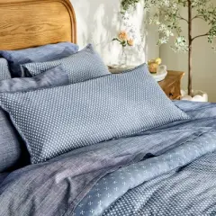 14"x36" Block Pattern Oblong Throw Pillow Blue - Hearth & Hand&trade; with Magnolia