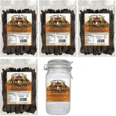 Buffalo Bills 5-Piece Honey Ale Beer Beef Jerky & Glass Jar Gift Tool Bags (4 bags and 1 jar)