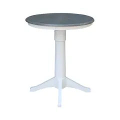 36" Counter Height Lane Round Pedestal Table White/Heather Gray - International Concepts