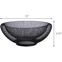 Metal Wire Fruit Basket Bowl, Large Mesh Storage Stand for Kitchen Counter, Decorative Fruit Holder for Apple, Banana, Orange, Pear, Lemon