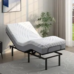 Costway Twin XL Cooling Adjustable Bed Memory Foam Mattress w/ 32% Ice Silk Cover