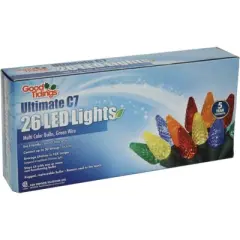 Good Tidings Diamond Cut Multi-Colored LED Lights Christmas, Green Wire, 15 feet