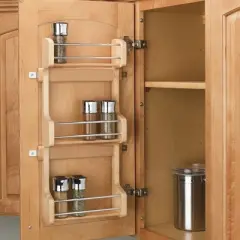 Rev-A-Shelf 4SR-15 Kitchen Cabinet Door Mounted Wooden 3-Shelf Storage Spice Rack with Mounting Hardware