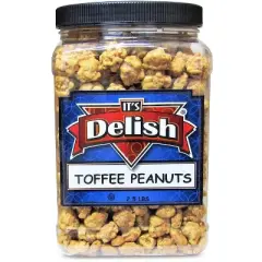 Toffee Coated Peanuts by It's Delish, 2.5 LBS Jumbo Reusable Container Jar