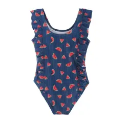 Andy & Evan Toddler  Ruffled One-Piece Swimsuit Blue, Size 3T