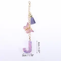 Unique Bargains Star Sequin Letter J Butterfly Tassel Water Cup Pendant Purple 1 Pc