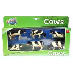 Kids Globe 1/32 6 Piece Black and White Cow Set 570009
