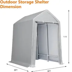 GustoWave 6x8 FT Outdoor Storage Shed Carport Canopy, Portable Garage for Motorcycle, Garden Tools