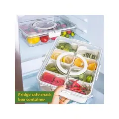 Angel Sar 8-Compartment Snackle Box with Lid & Handle, Divided Food Tray for Fruits, Veggies, Candy, Portable Snack Organizer