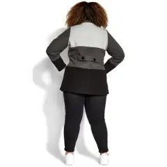 Women's Plus Size Color Block Stripe Jacket - charcoal | AVENUE