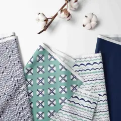 Bacati - Noah Mint Navy 4 pc Toddler Bedding Set