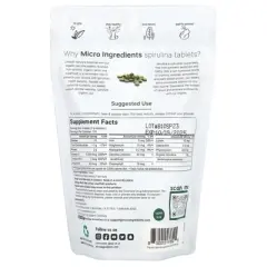 Micro Ingredients Organic Spirulina Tablet, 720 Tablets
