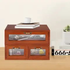 YIYIBYUS Stackable Storage Drawers, Wooden Desktop Storage Cabinets With 3 Drawers