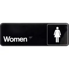 Hillman English Black Women Restroom Sign 3 in. H X 9 in. W - Case of 6