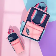 Style.Lab by Fashion Angels: Harlow Navy & Pink Color-Block Backpack & Pouch Set