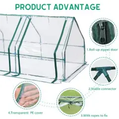 Aoodor 9 ft. x 3 ft. x 3 ft. Mini Outdoor Greenhouse Three Zipped Doors