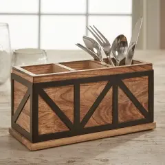 Split P Urban Farmhouse Modern Wood and Metal Utensil Caddy