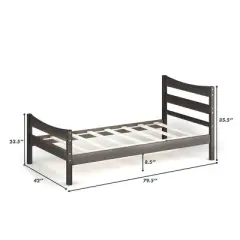 Costway Twin Size Platform Bed Frame Foundation w/Headboard &Wood Slat Support