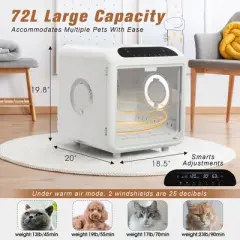 SEVOBAL Pet Grooming Tool Intelligent App-Controlled Pet Drying Oven With Five Care Modes And Ultra-Quiet Design, White, 20.04"*18.58"*19.88"