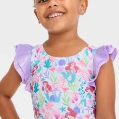 Toddler Girls' Disney Ariel Flutter Sleeve Tankini Set - Purple