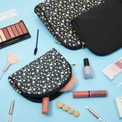 Glamlily 3 Pack Daisy Cosmetic Bag Set, Travel Size Makeup Bags (3 Sizes)