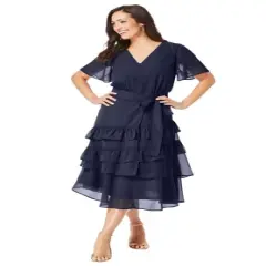 Jessica London Women&rsquo;s Plus Size V-Neck Tiered Dress