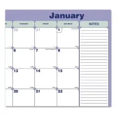 Monthly Desk Pad Calendar, 21.25 x 16, White/Blue/Green Sheets, Black Binding, Black Corners, 12-Month (Jan to Dec): 2026