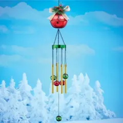 Collections Etc Jingle Bell Holiday Outdoor Wind Chime Decoration 4.75 X 4.75 X 34