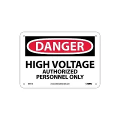 National Marker High Voltage Authorized Personnel Only 7X10 .040 Aluminum Danger Sign D647A