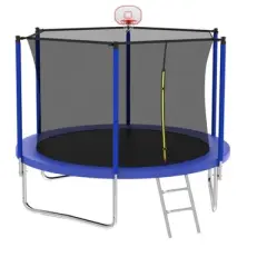 JUJABU 8-FT Safety Trampoline With 6 Fence Poles, Rust-Proof Steel Structure, Load Capacity 240 Lbs