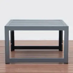 LeisureMod Patio Coffee Table with Black Aluminum Frame - Chelsea Collection, Weather-Resistant Design, Perfect for Outdoor Spaces