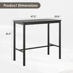GlasFlength Bar Table，Industrial Modern Bar Table with Sturdy Metal Frame, Easy Assembly, Black, 47.2"*23.6"*41.3"