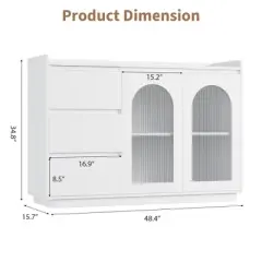 Coffee Bar Cabinet, 48" Buffet Cabinet Storage Cabinet Sideboard Modern Kitchen Buffet Table with 3 Drawers