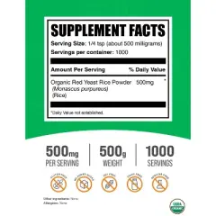 BulkSupplements Organic Red Yeast Rice Powder