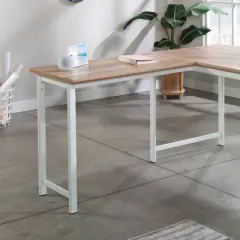 Sauder 26"x20" Bergen Circle Desk Return Kiln Acacia: Heat & Scratch Resistant, BIFMA Certified, Metal Frame