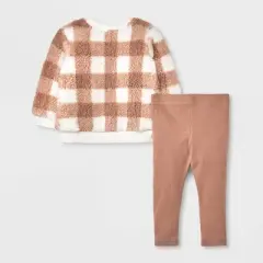 Grayson Collective Baby 2pc Faux Shearling Top & Leggings Set - Brown