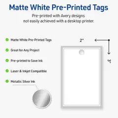 Avery Rectangle Tags, Silver Border, 2" x 3", 80ct