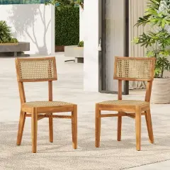 Christopher Knight Home Dahlia Patio Rustic Acacia Wood Wicker Dining Chair (Set of 2)