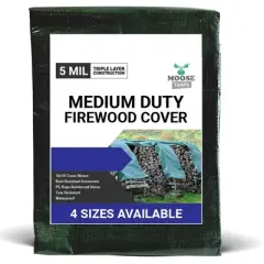 Moose Supply Waterproof Poly Tarp Firewood Cover, Green/Brown