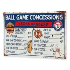 MLB Texas Rangers Baseball Concession Metal Sign Panel