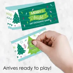 Big Dot of Happiness Merry and Bright Trees - Colorful Whimsical Christmas Party Gift Exchange Game Scratch Off Cards - 22 Count