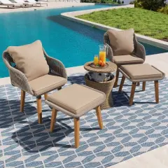 GlasFlength Patio Seating Sets, Experience a Tranquil Backyard Paradise, Designed for Ultimate Comfort and Elegance, Brown, 23.2"*21.7"*31.5"
