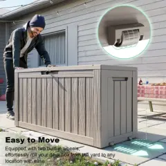 Kumasinova 72 Gal Deck Box with Ample Storage,All-Weather PP Resin Outdoor Storage Box,UV Protected & Waterproof,KD Design