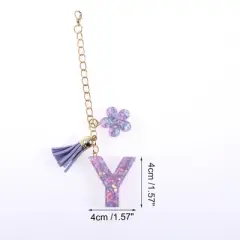 Unique Bargains Star Sequin Letter Y Flower Tassel Water Cup Pendant Purple 1 Pc