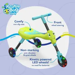 Mookie Scuttlebug Firefly Ride-On with Motion-Powered Light-Up Wheels &ndash; Foldable and Lightweight