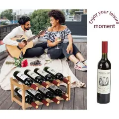 Itopfox 2-Tier Bamboo Wine Rack - Eco-Friendly, Space-Saving Storage for 8 Bottles, Easy Assembly for Kitchen, Pantry, Bar, or Home Decor