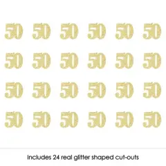 Big Dot of Happiness Gold Glitter 50 - No-Mess Real Gold Glitter Cut-Out Numbers - 50th Birthday Party Confetti - Set of 24